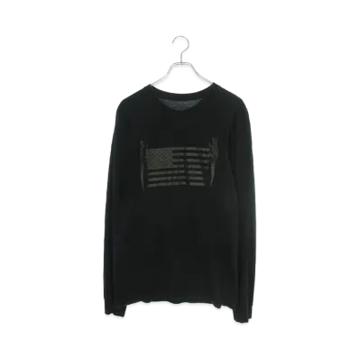 Chrome Hearts CH L/S /2 Fotia Melican Flag Print L/S Cut Saw "Black"