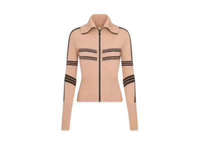 Dior DiorAlps Mock Neck Cardigan Virgin Wool and Cashmere Knit with Dior Star Motif "Pink/Black"
