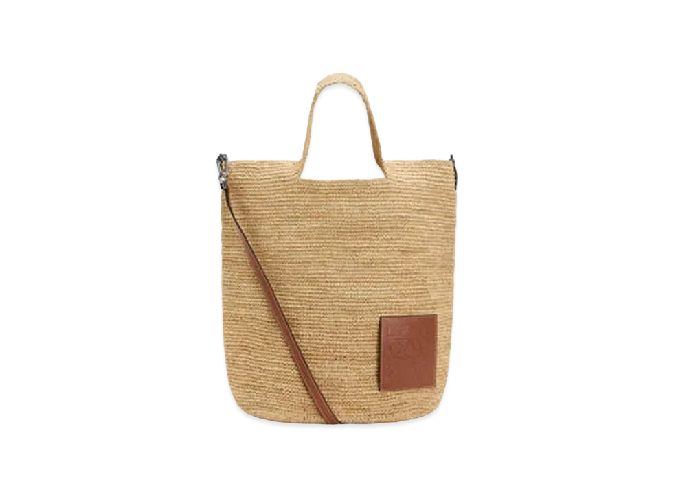 LOEWE Slit Bag In Raffia And Calfskin "Natural"