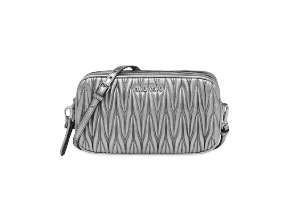 MIU MIU Materasse Leather Pouch "Silver"