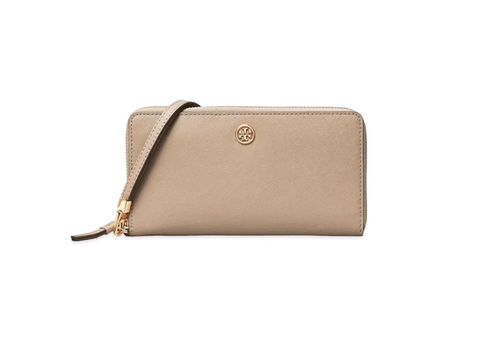 Tory Burch Robinson Zip Continental Wallet "Gray Heron"