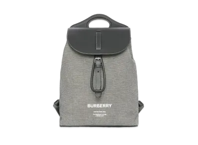 Burberry Horse Ferry Print Canvas & Leather Pocket Bag Pack "Black/Grey"