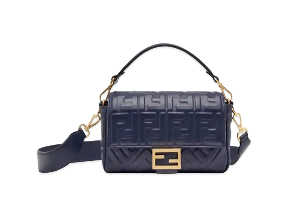 FENDI Baguette Nappa Leather Bag "Blue"