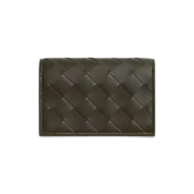 Bottega Veneta Intrecciato Business Card Case "Khaki/Dark Praline"