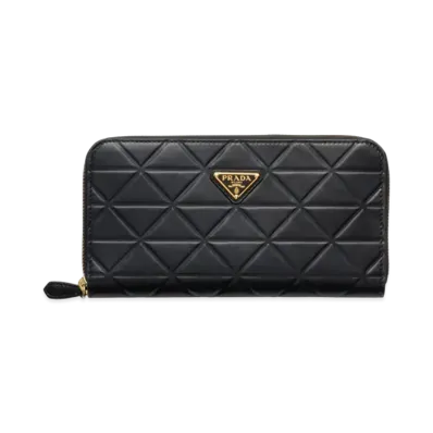 PRADA Large Leather Wallet with Triangle Motif "Black"