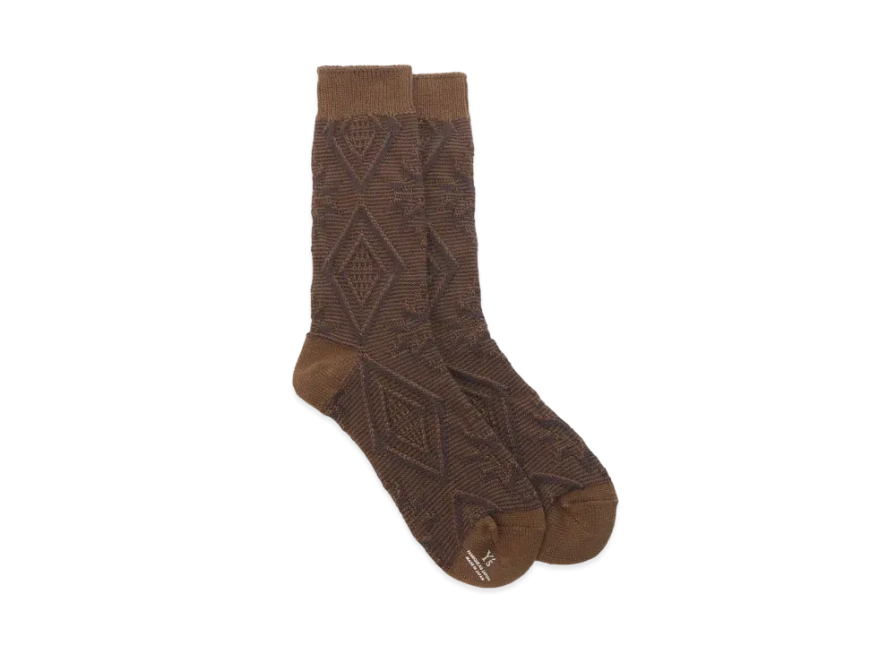 Yohji Yamamoto Y's NORDIC JACQUARD NORDIC PATTERN SOCKS "Khaki"