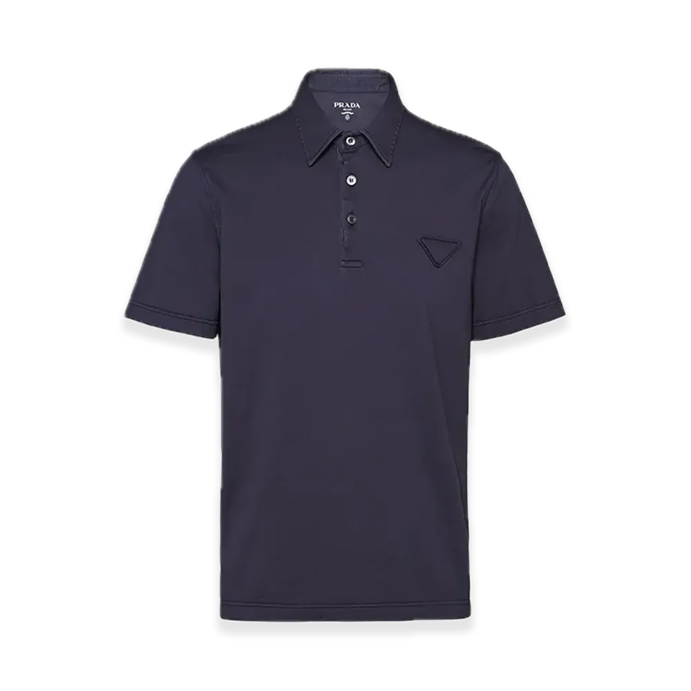 PRADA Short-Sleeve Cotton Polo Shirt "Navy"