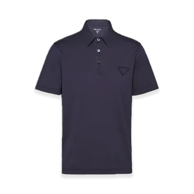PRADA Short-Sleeve Cotton Polo Shirt "Navy"