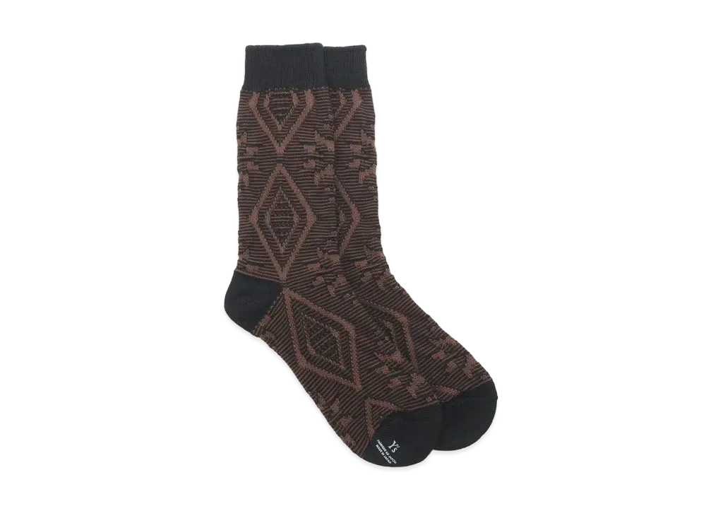 Yohji Yamamoto Y's NORDIC JACQUARD NORDIC PATTERN SOCKS "Brown"