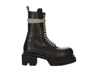 Rick Owens SS26 Laceup Bogun Boot Washed Calf Leather "Black"