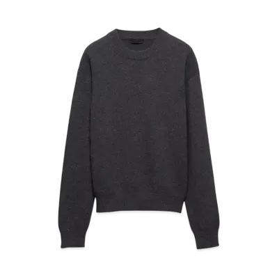 PRADA Men's Re-Cashmere Crew-Neck Sweater "Gray"