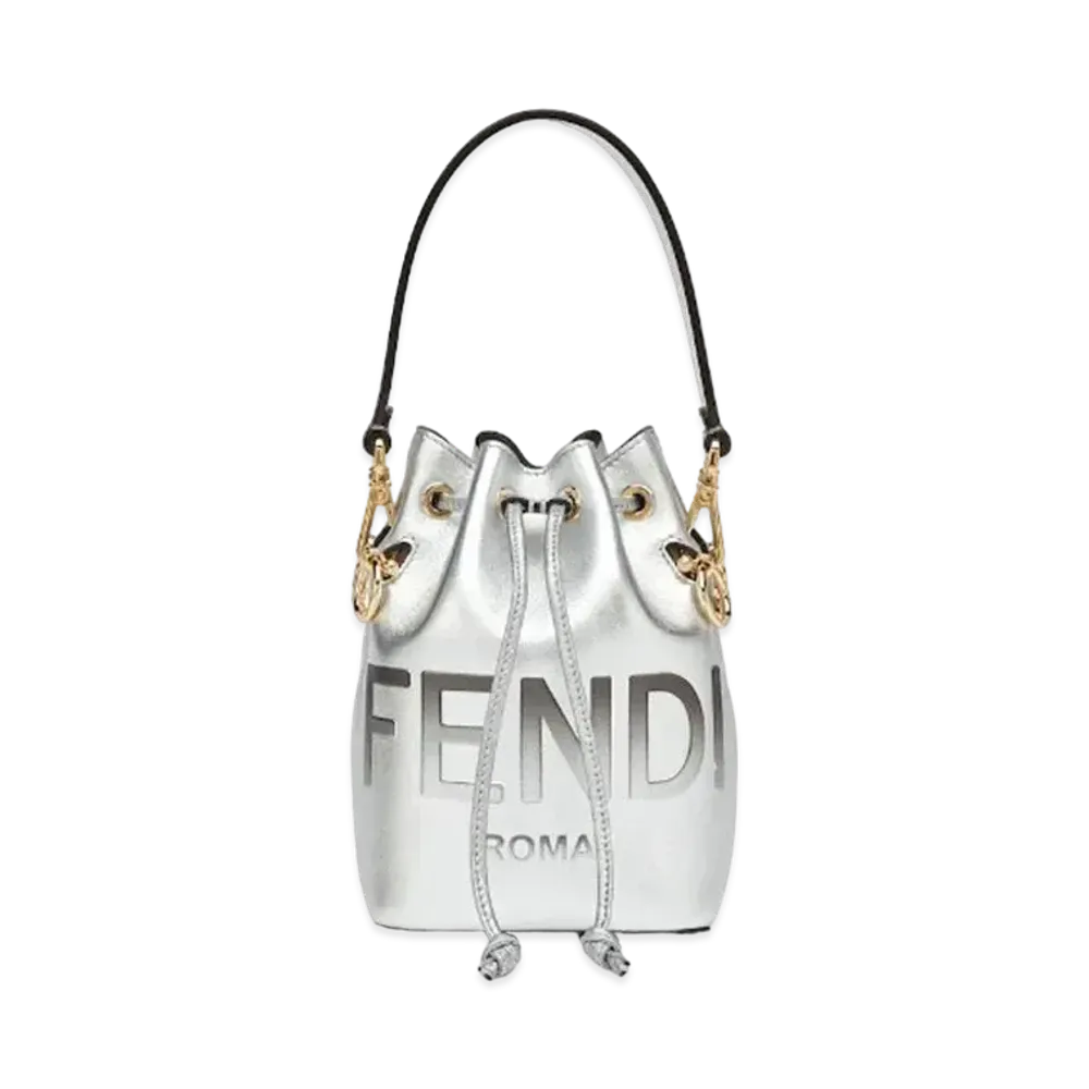 FENDI Montresor Laminate Leather Mini Bag "Silver"