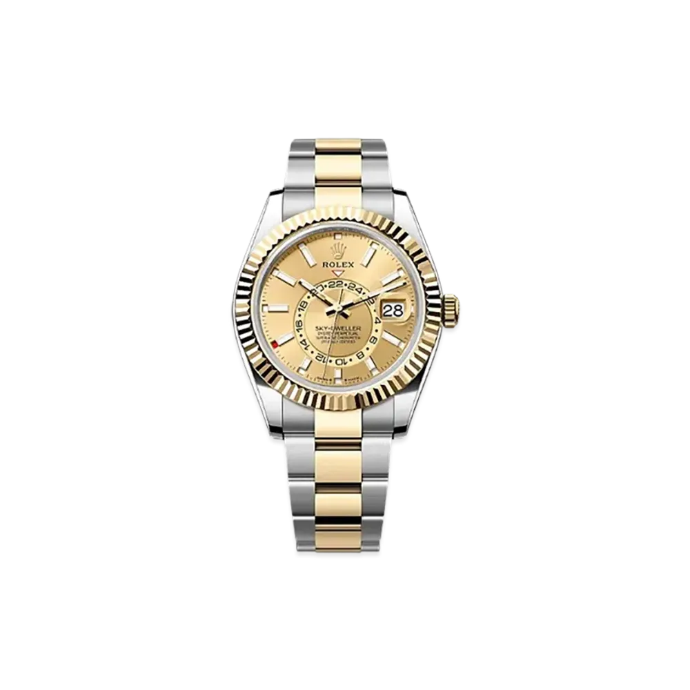 ROLEX Sky-Dweller 42mm Oystersteel & Yellow Gold 336933 "Champagne-colour"