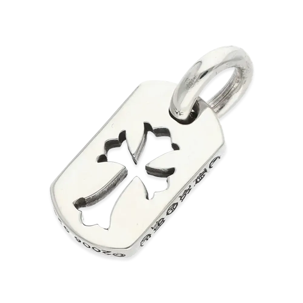 Chrome Hearts Tiny Cutout Cross Dog Tag Charm "Silver"