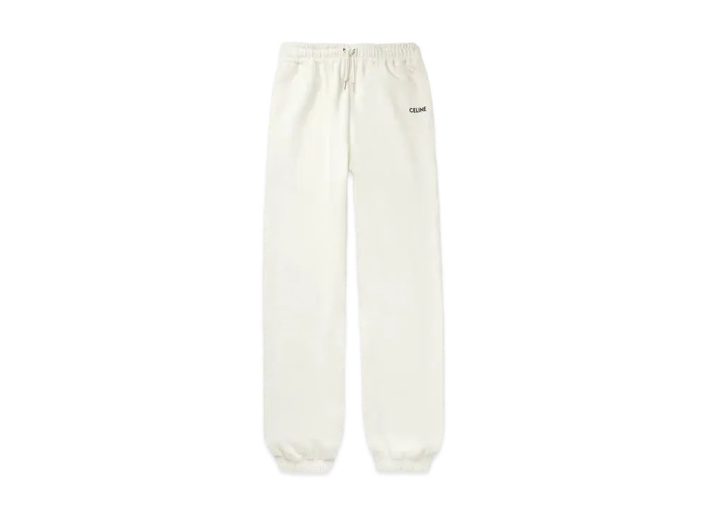 CELINE Embroidered Track Pants / Cotton Fleece "Off White/Black"