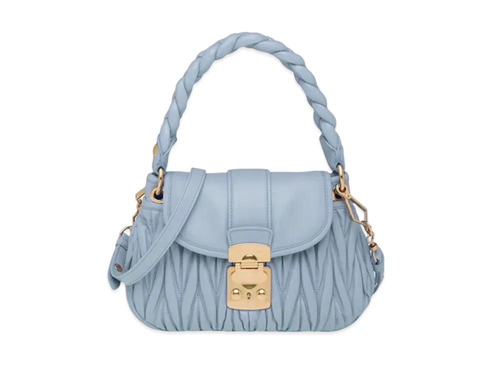 MIU MIU Miu Cofer Materasse Leather Handbag "Sky Blue"