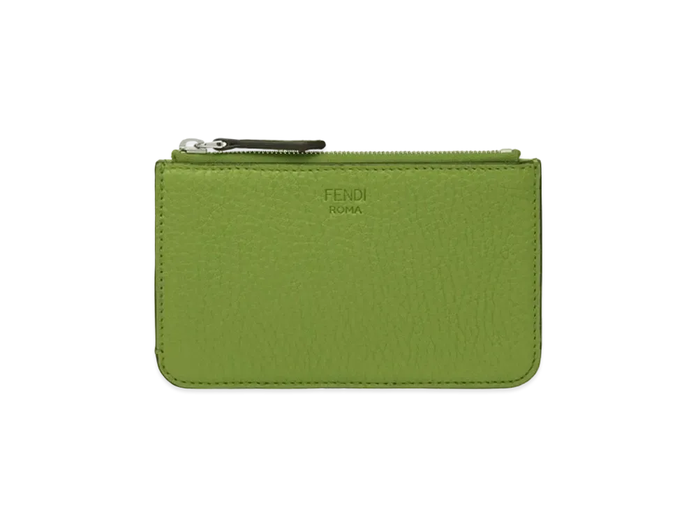 FENDI Key Case Leather Slim Clutch "Green"