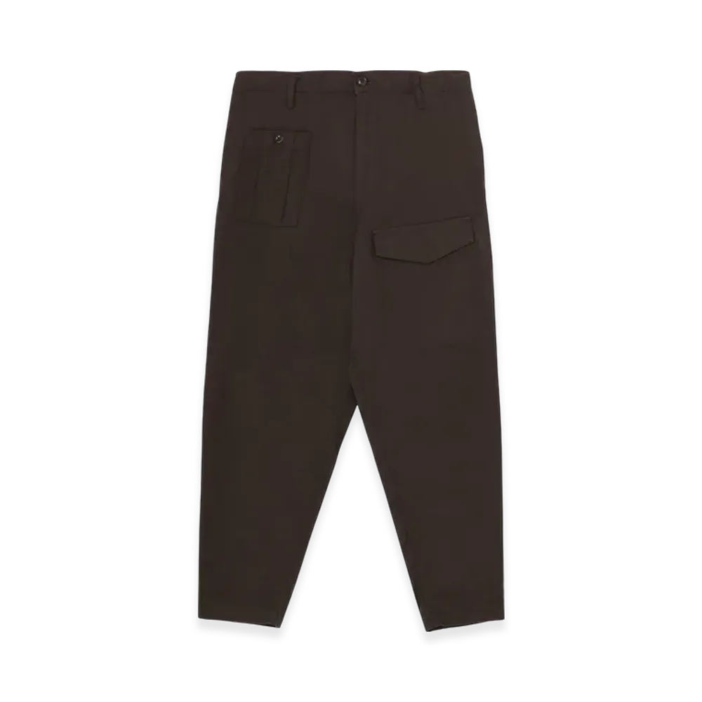 Yohji Yamamoto POUR HOMME Black Scandal Oxford No-Tuck Waist String Work Pants "Dark Brown"