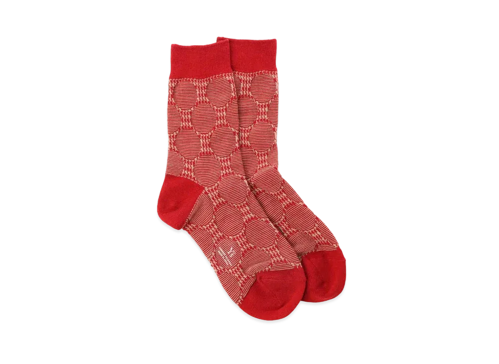 Yohji Yamamoto Y's COTTON DOT JACQUARD HOUNDSTOOTH SOCKS "Red"