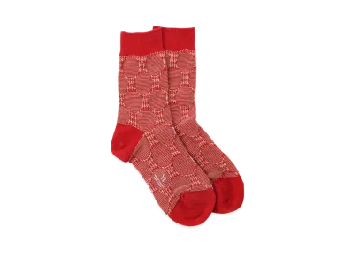 Yohji Yamamoto Y's COTTON DOT JACQUARD HOUNDSTOOTH SOCKS "Red"