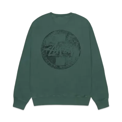 Stussy Dot Stamp Crew Pigment Dyed "Forest"