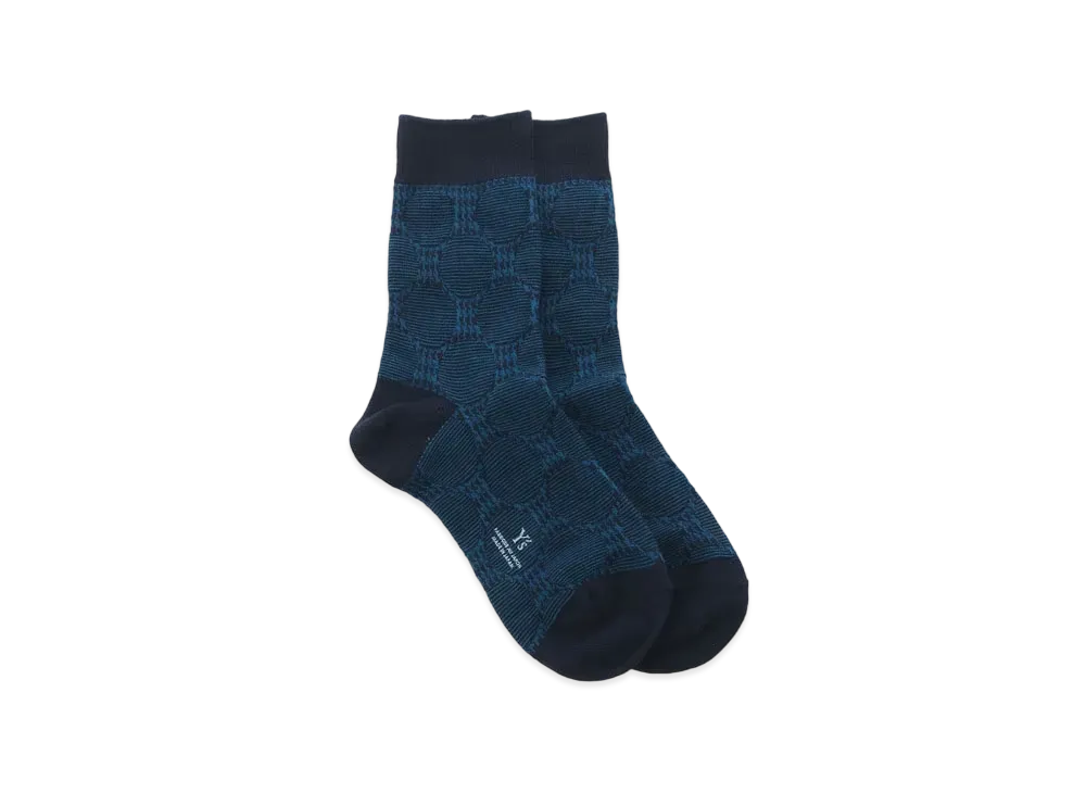 Yohji Yamamoto Y's COTTON DOT JACQUARD HOUNDSTOOTH SOCKS "Blue"