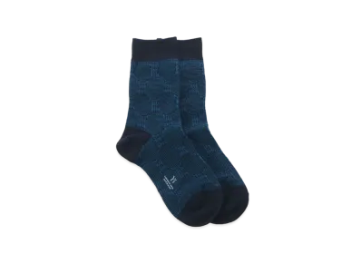 Yohji Yamamoto Y's COTTON DOT JACQUARD HOUNDSTOOTH SOCKS "Blue"