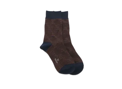 Yohji Yamamoto Y's COTTON DOT JACQUARD HOUNDSTOOTH SOCKS "Brown"