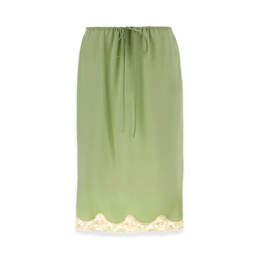 Saint Laurent Women's Pastel Crepe Skirt "Green"