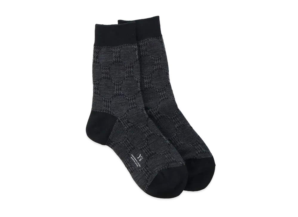 Yohji Yamamoto Y's COTTON DOT JACQUARD HOUNDSTOOTH SOCKS "Black"