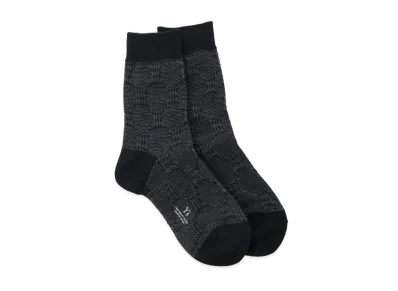 Yohji Yamamoto Y's COTTON DOT JACQUARD HOUNDSTOOTH SOCKS "Black"