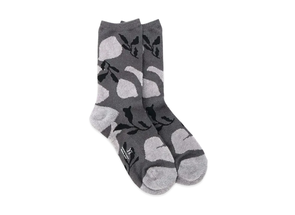 Yohji Yamamoto Y's MOLE JACQUARD FLOWER PETAL SOCKS "Grey"