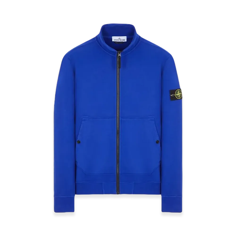Stone Island 62820 Brushed Cotton Fleece Garment Dyed Full Zip Up Sweatshirt - 23FW "Ultramarine Blue"