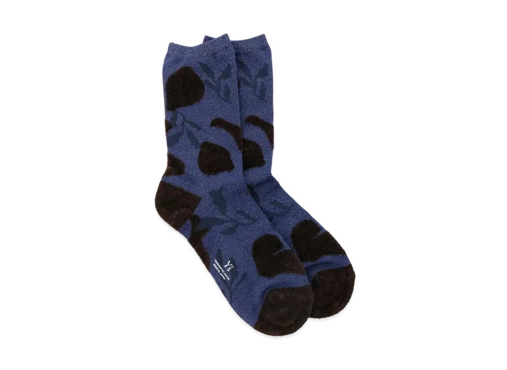 Yohji Yamamoto Y's MOLE JACQUARD FLOWER PETAL SOCKS "Blue"