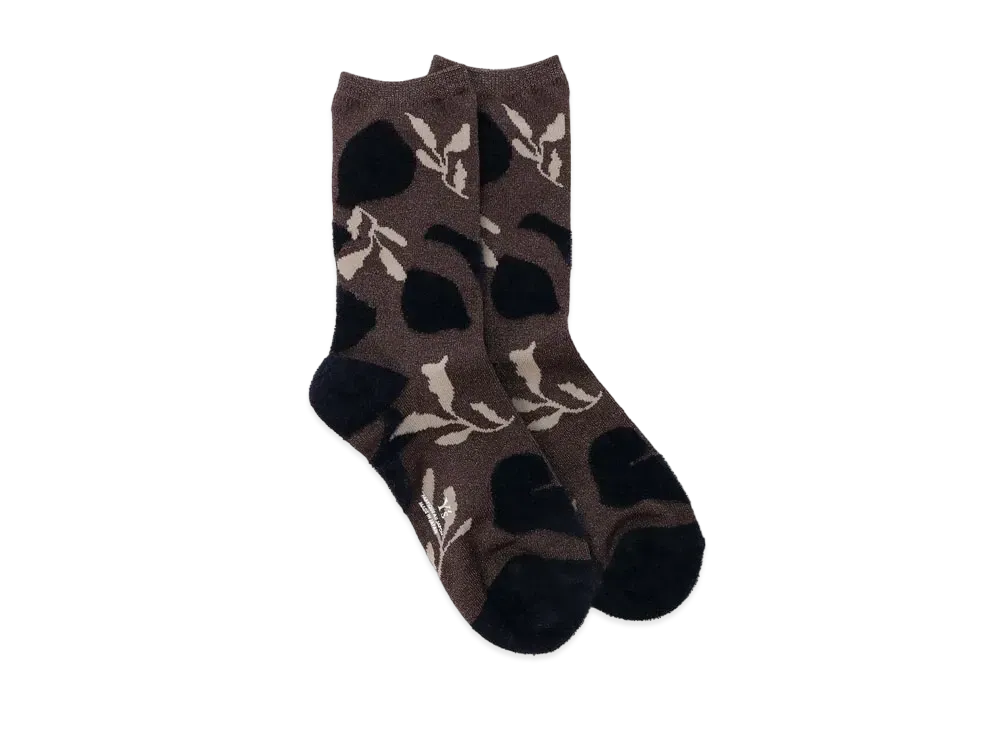 Yohji Yamamoto Y's MOLE JACQUARD FLOWER PETAL SOCKS "Dark Brown"
