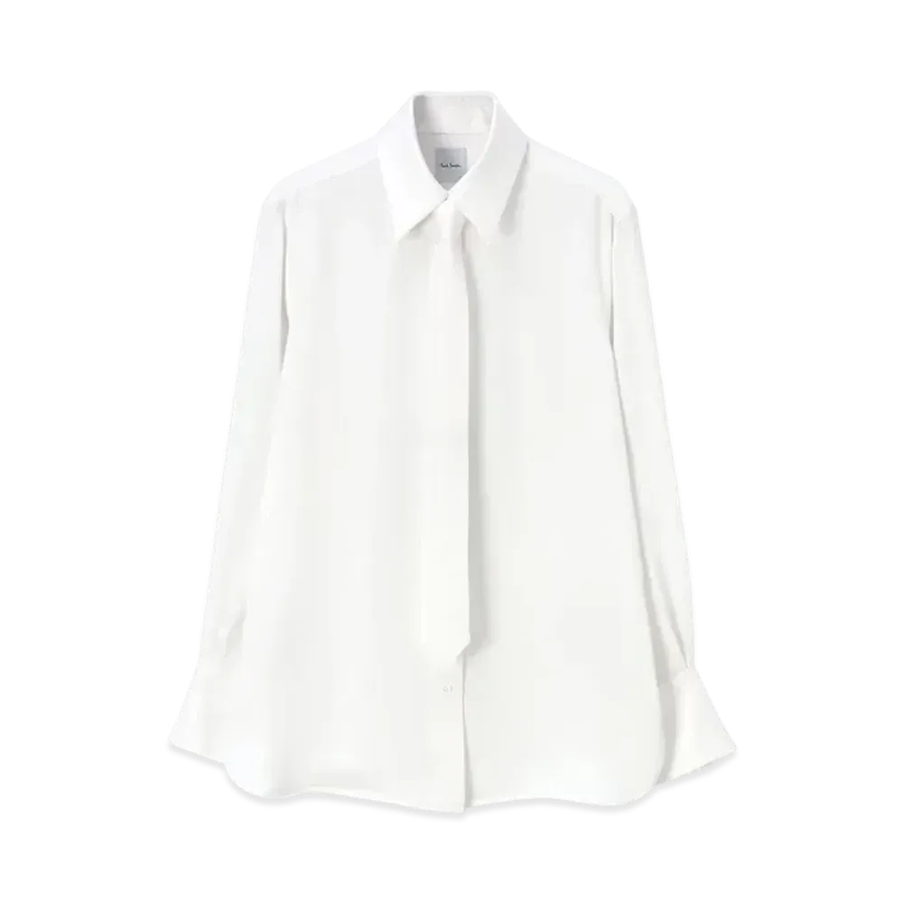 Paul Smith Women's Satin Tie Shirt "White"