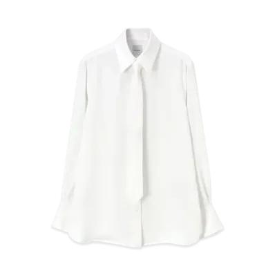 Paul Smith Women's Satin Tie Shirt "White"