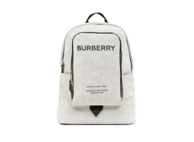 Burberry Large Logo Print Cotton Canvas Backpack "Black"