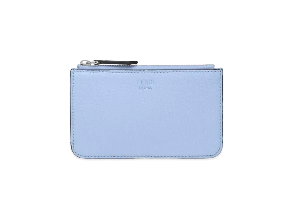 FENDI Key Case Leather Slim Clutch "Light Blue"