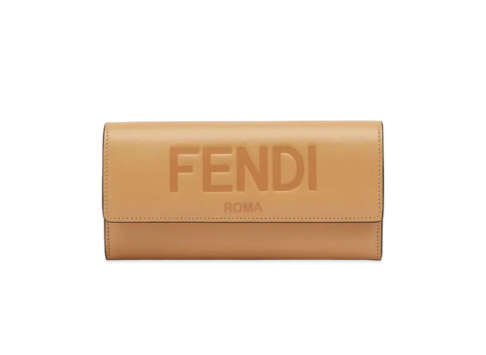 FENDI Continental Purse Leather Wallet "Beige"