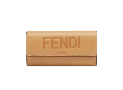 FENDI Continental Purse Leather Wallet "Beige"