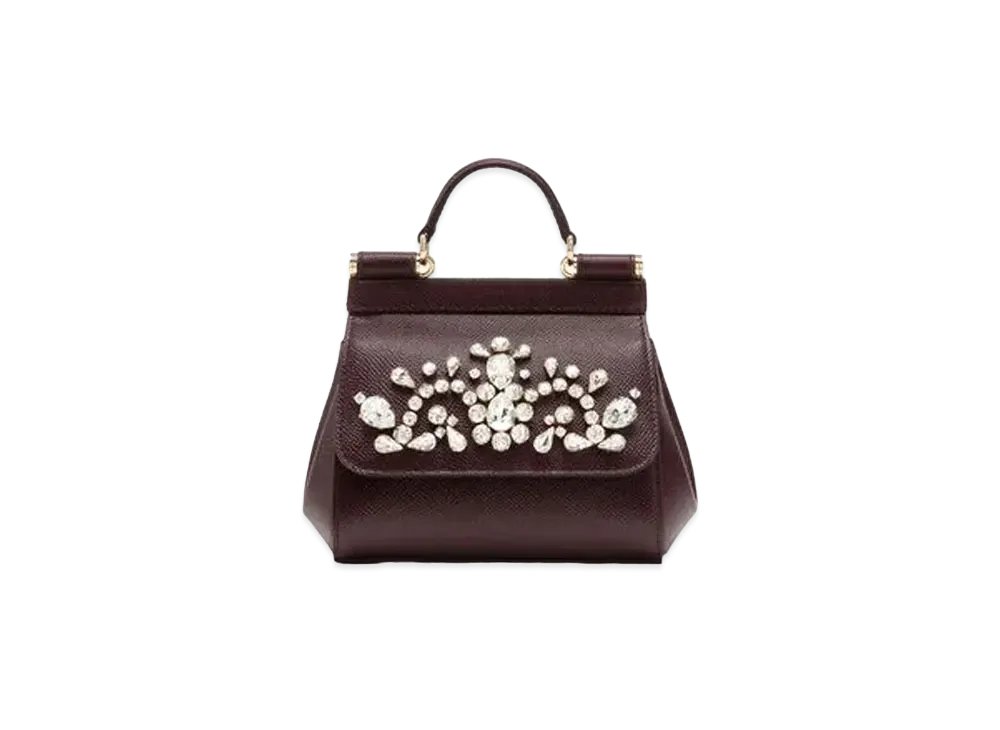 Dolce&Gabbana Sicily Bag Mini Dauphine Calfskin Rhinestone Embroidery "Violet"