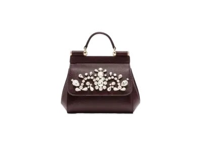 Dolce&Gabbana Sicily Bag Mini Dauphine Calfskin Rhinestone Embroidery "Violet"