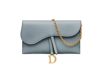Dior Saddle Wallet Grained Calfskin "Cloud Blue"