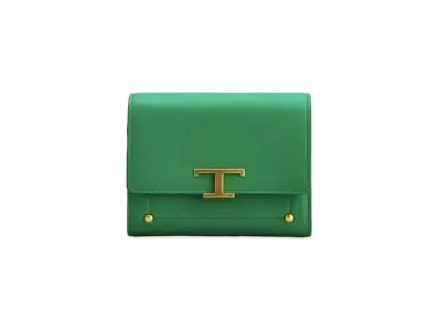 TOD'S T Timeles Leather Wallet "Green"
