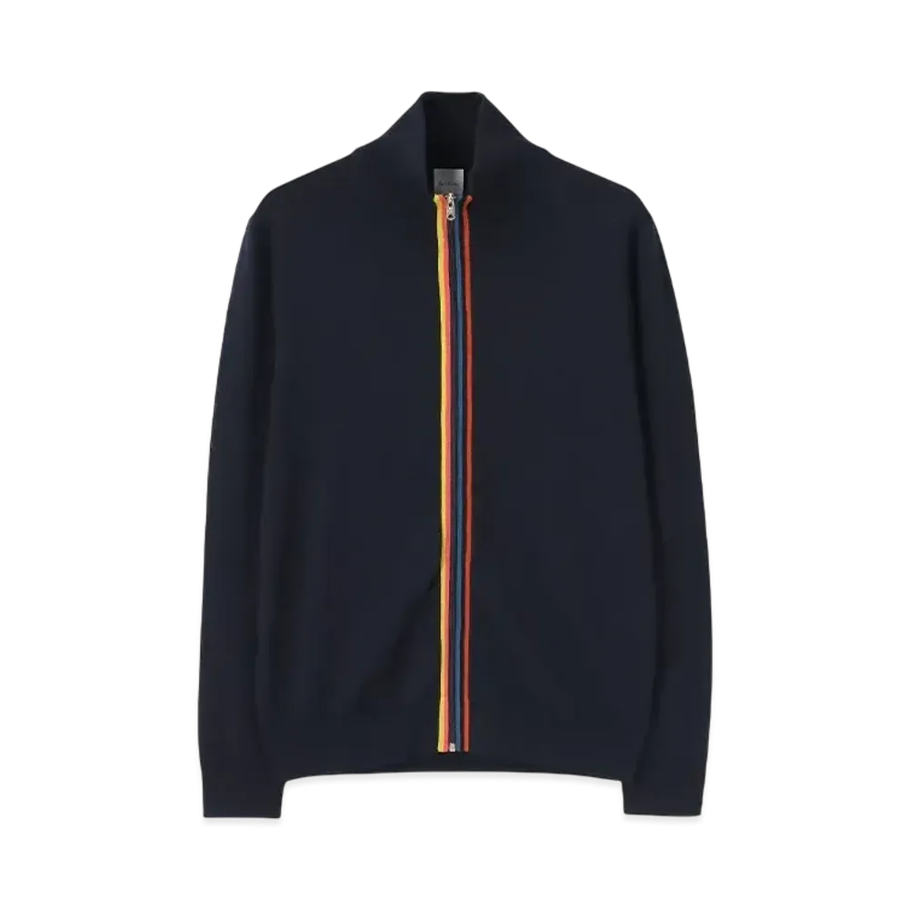 Paul Smith Artist Stripe Point Zip Up Knit "Navy"