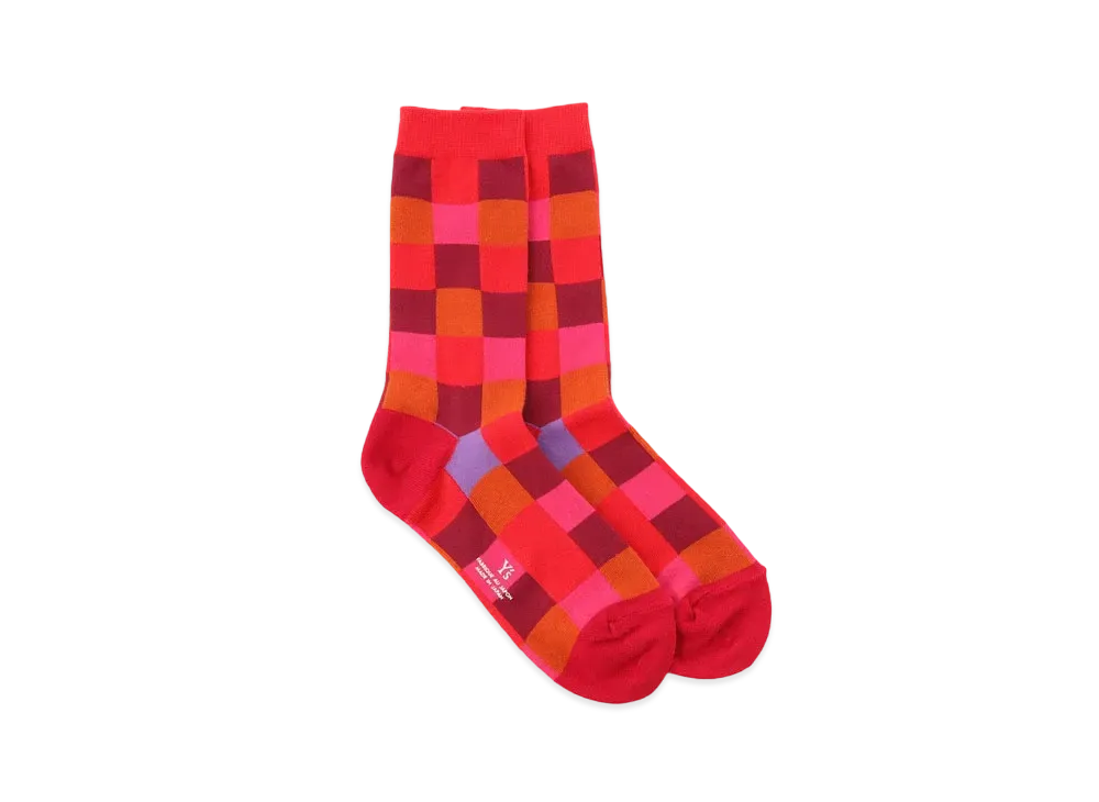 Yohji Yamamoto Y's BLOCK PLAIN STITCH DESIGNED BLOCK SOCKS "Red"