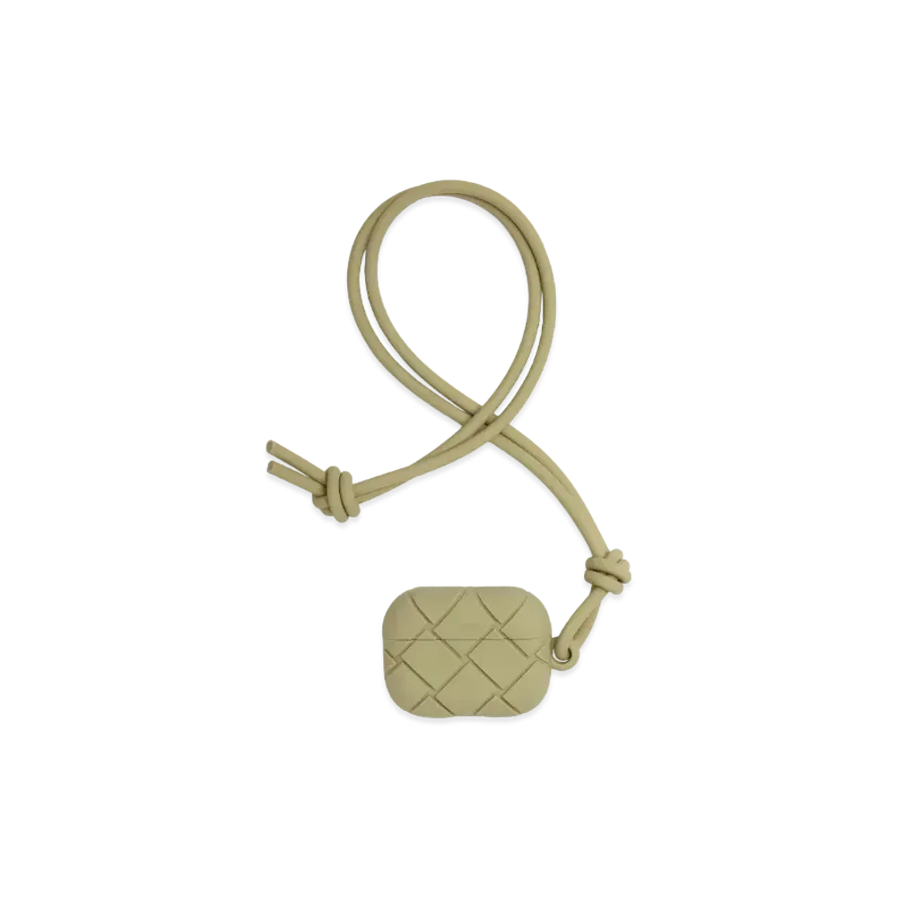 Bottega Veneta Intrecciato Rubber Silicon Airpods Pro Case "Travertine"
