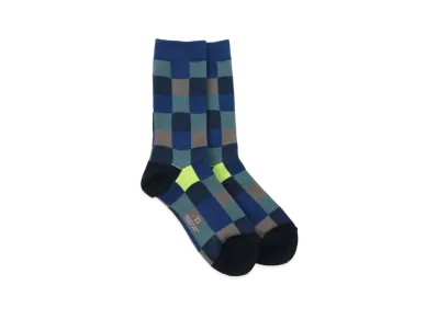 Yohji Yamamoto Y's BLOCK PLAIN STITCH DESIGNED BLOCK SOCKS "Blue"