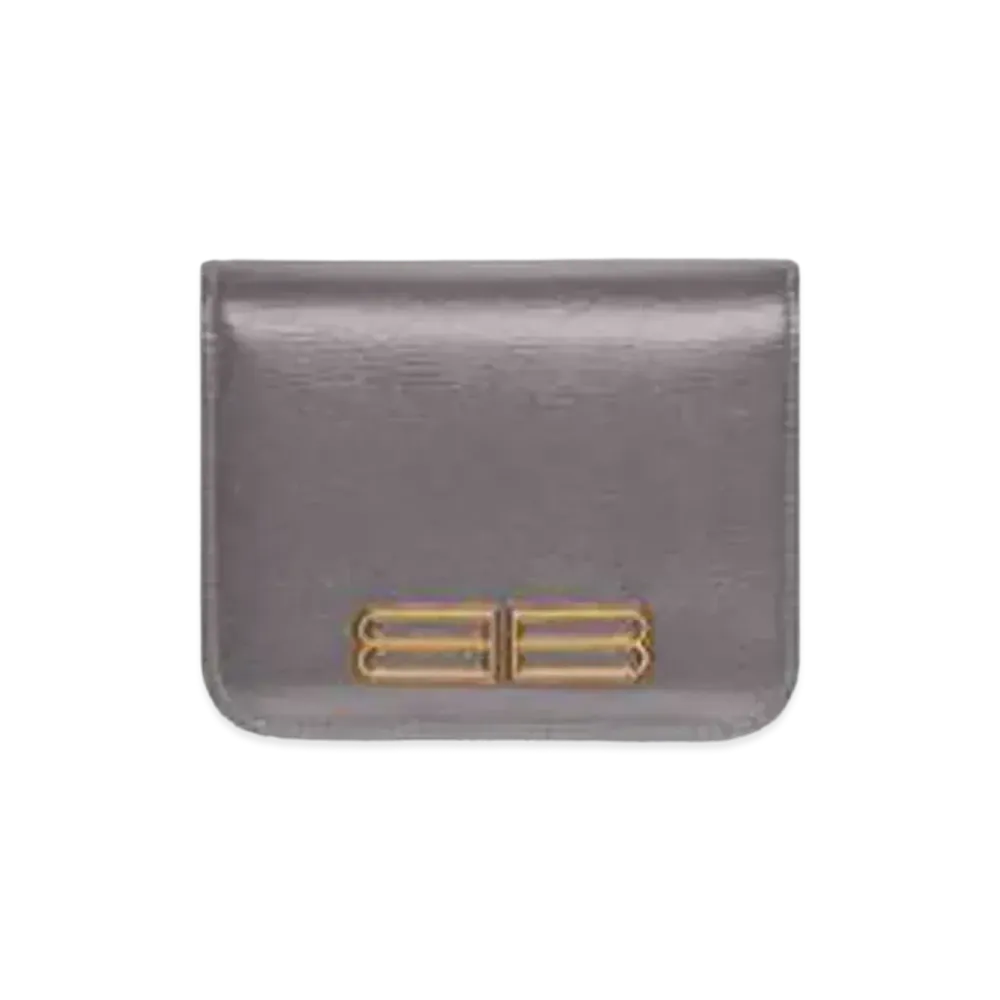 BALENCIAGA Gossip Bifold Card Holder In Stripe Embossed Calfskin "Dark Gray"